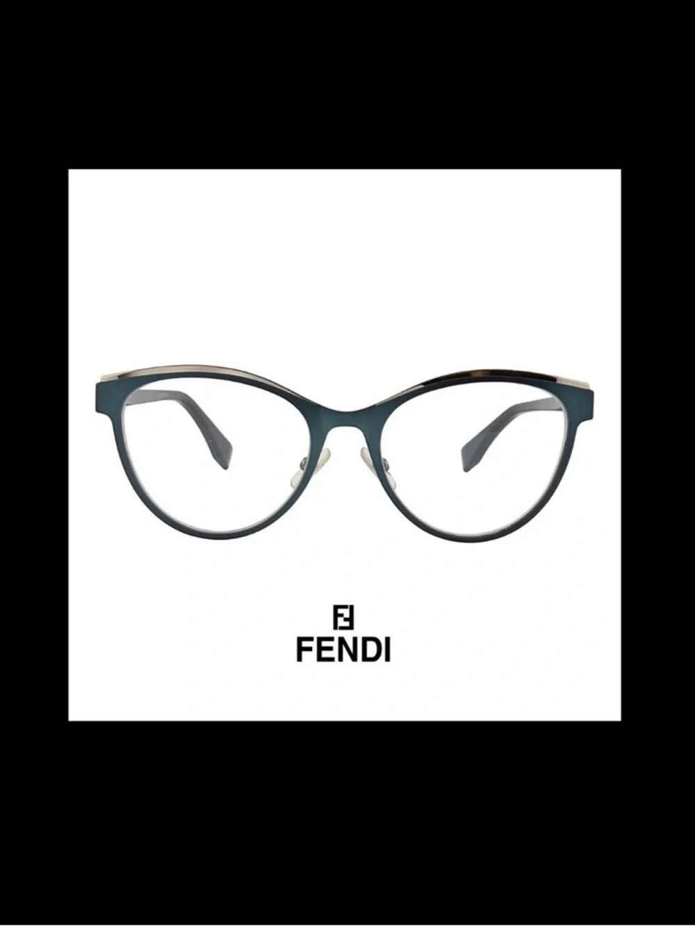 FENDI FF 0278 ZI9 Cat-Eye Eyeglasses – Teal Blue Italian Designer Frames NWOT